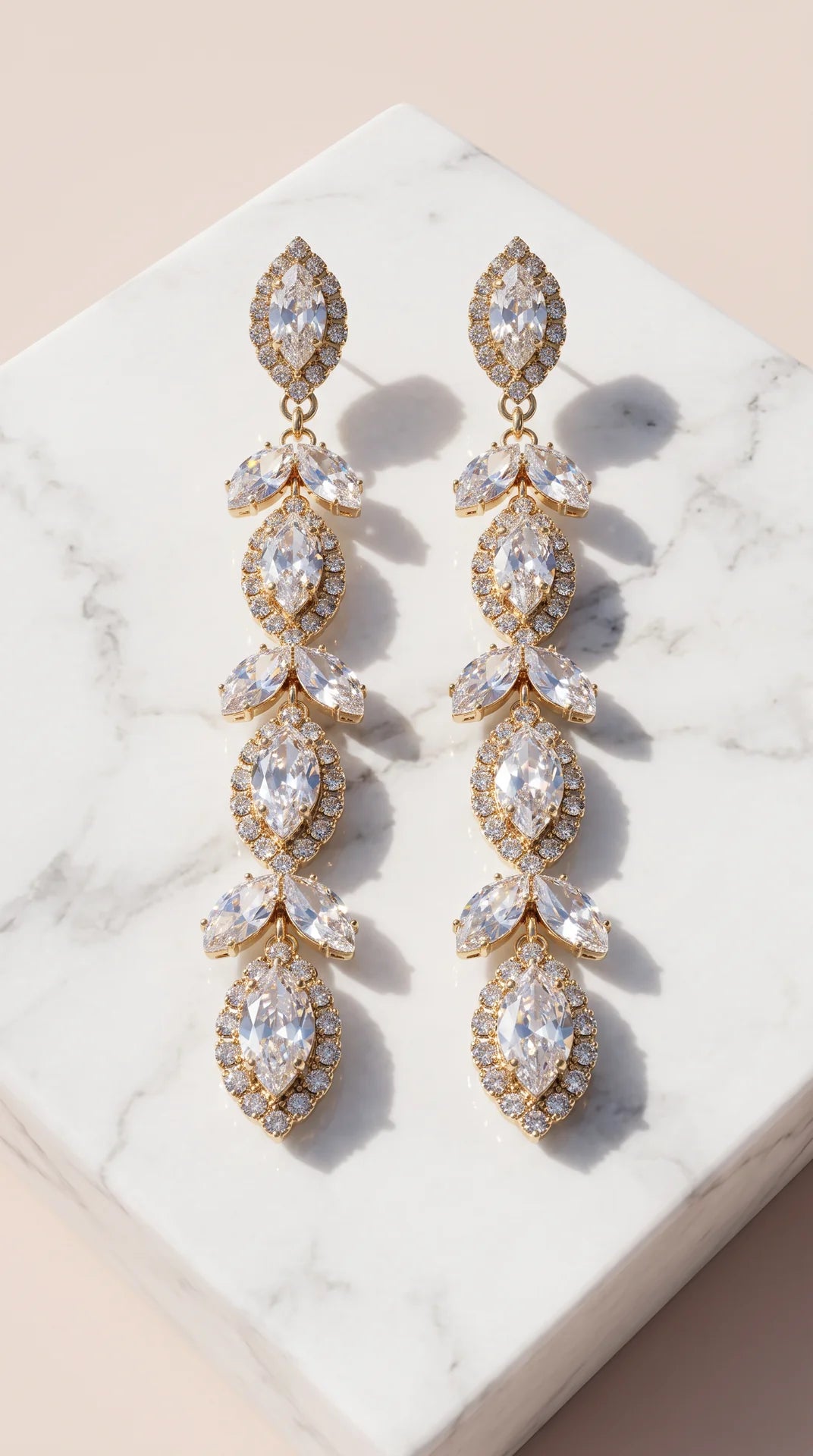 Gold Marquise Crystal Drop & Dangle Statement Earrings