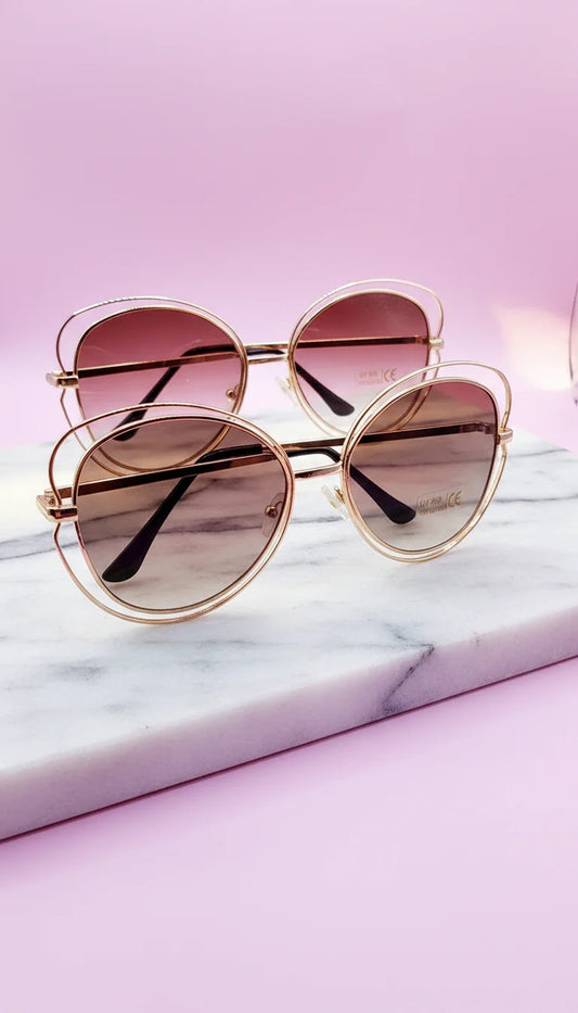 Round Frame Rimless Pastel Sunglasses Box of 20