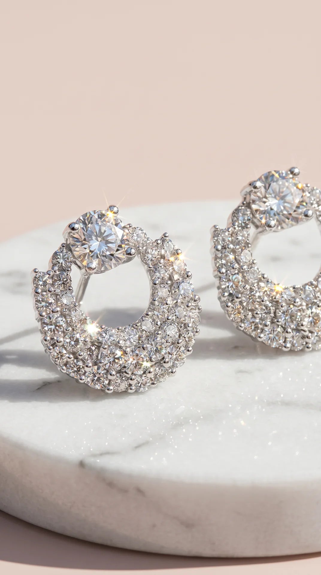 Gold Plated Crystal Curved Stud Earrings