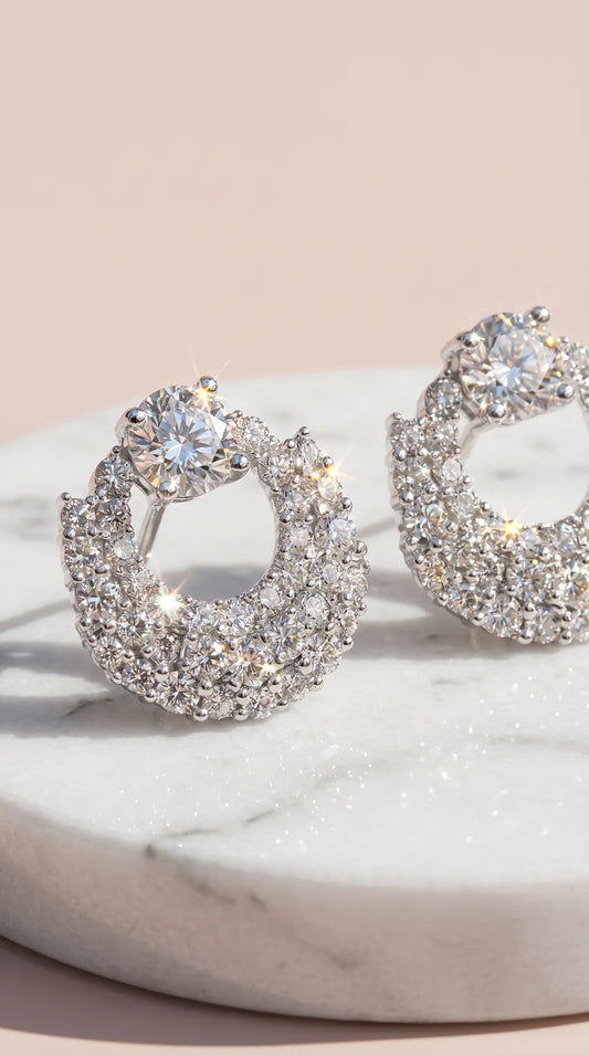 Gold Plated Crystal Curved Stud Earrings