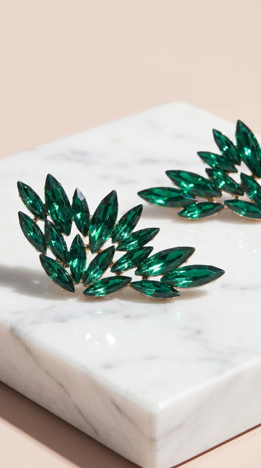 Feathered Statement Crystal Stud Earrings