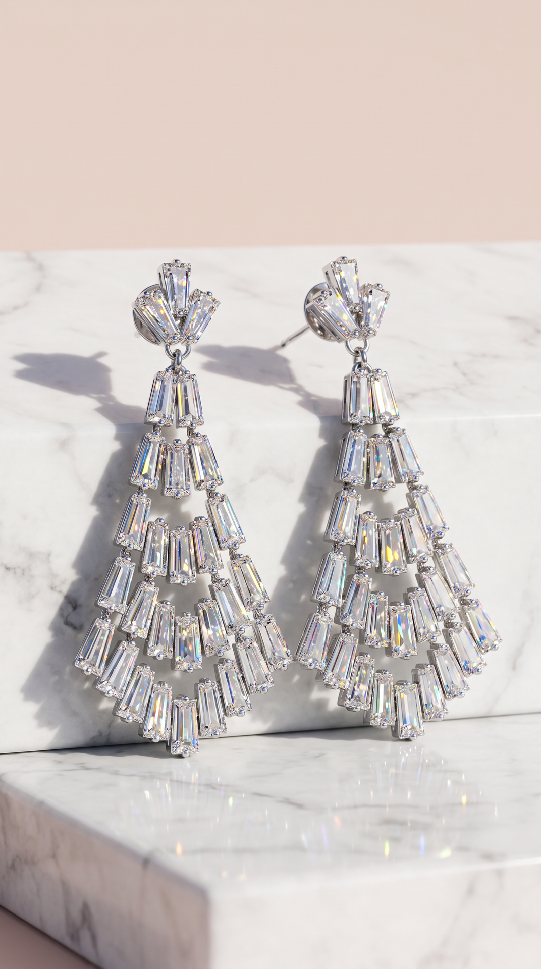 Baguette Cut Crystal Drop & Dangle Statement Earrings