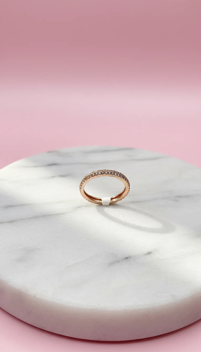 Rose Gold Pave Eternity Band Crystal Ring Box set of 12