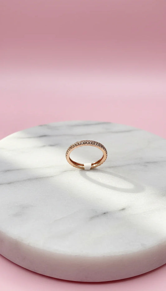 Rose Gold Pave Eternity Band Crystal Ring Box set of 12