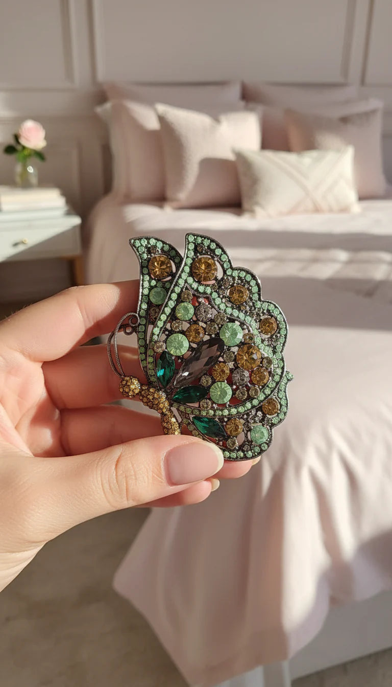 Crystal Butterfly Jewelled Statement Brooch Pin