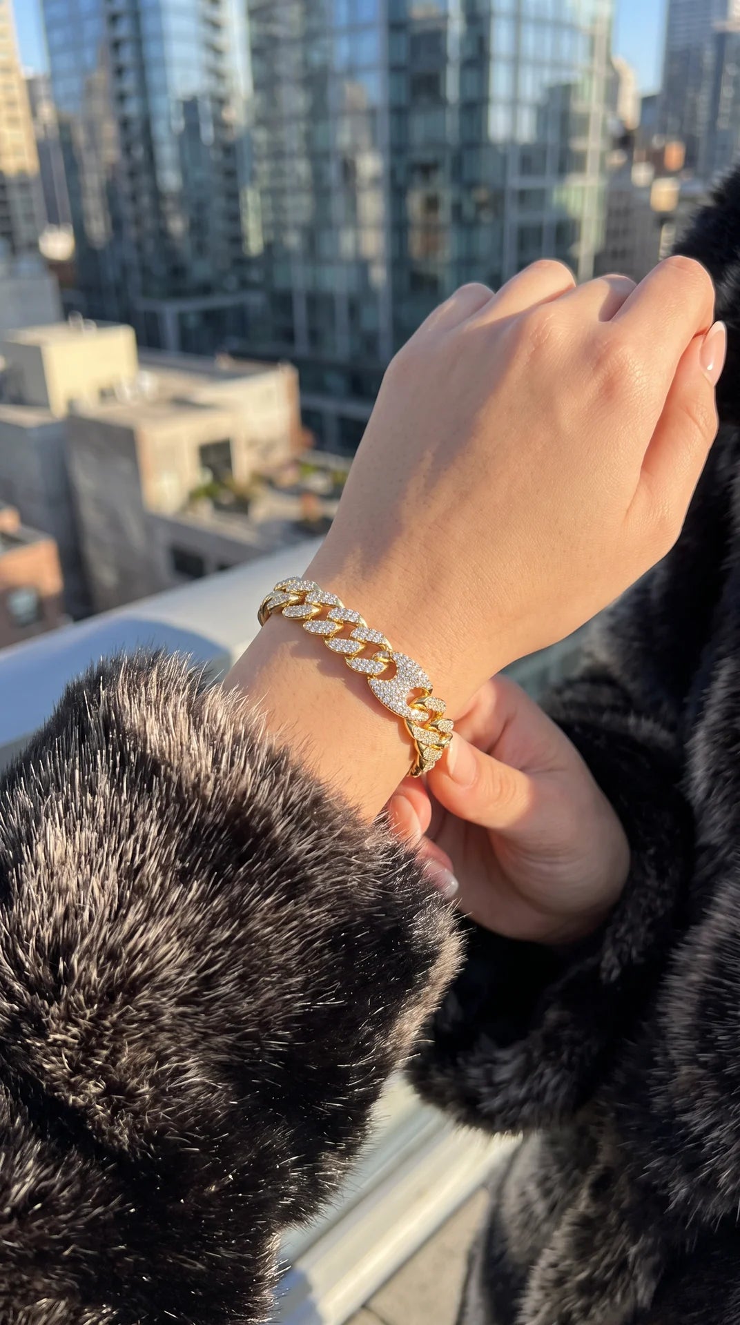 Oval Crystal Cuban Link Bracelet
