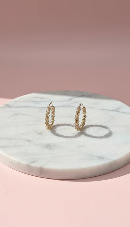 Crushed Gold Huggie Earrings