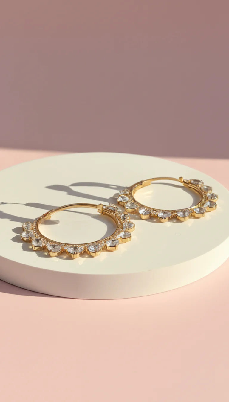 Baroque Crystal Hoop Earrings
