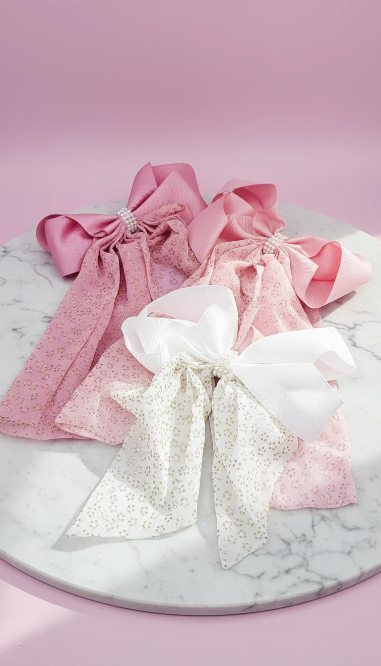 Pearl Hair Bow Clip Slide Pack of 12