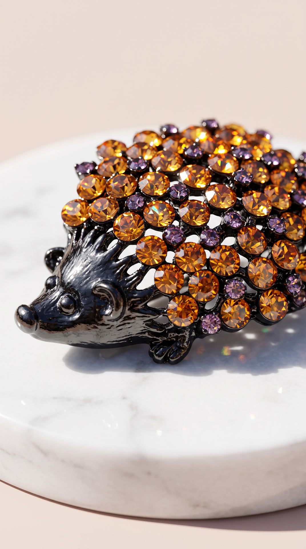Hedgehog Crystal Brooch Pin