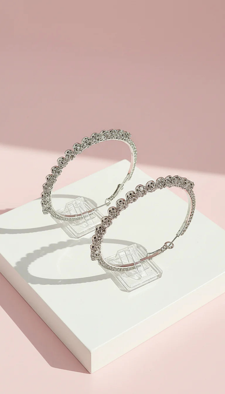 Round Crystal Hoop Earrings