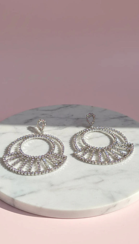 Statement Circular Iridescent Crystal Earrings