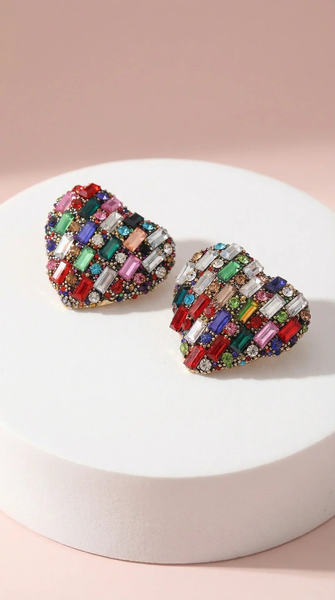 Elixir Collection Mini Curved Heart Crystal Stud Earrings