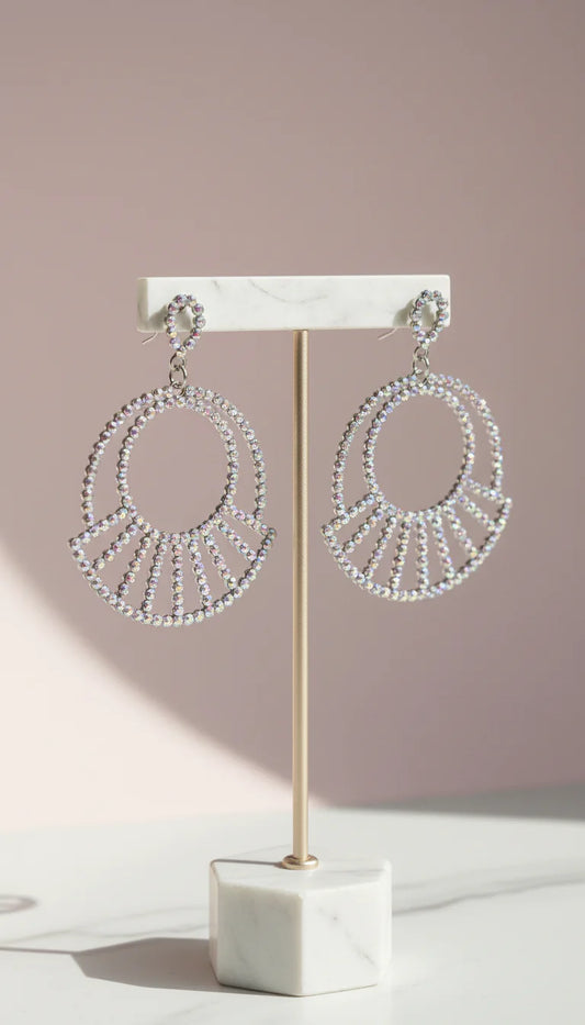 Statement Circular Iridescent Crystal Earrings