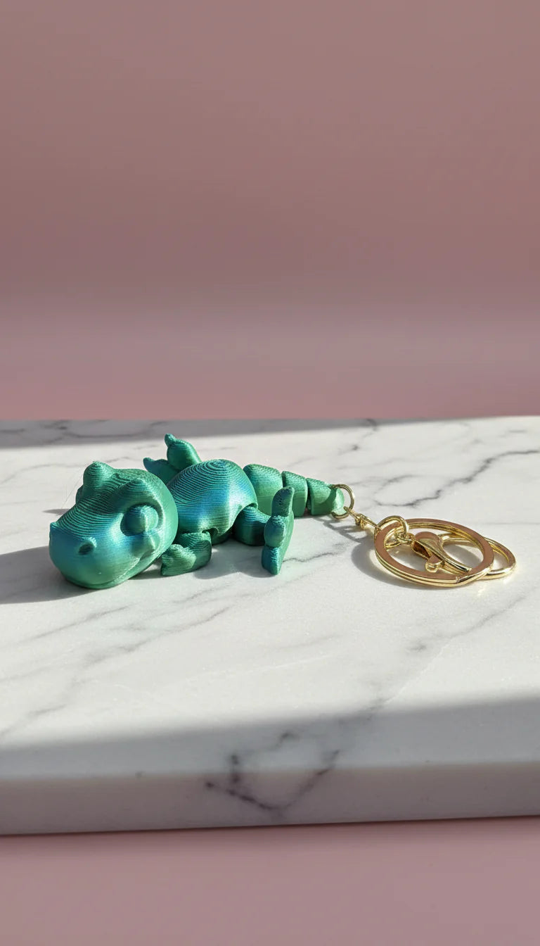 3D Printed Fantasy Baby Dinosaur : Bioplastic Fidget Toy Key Ring