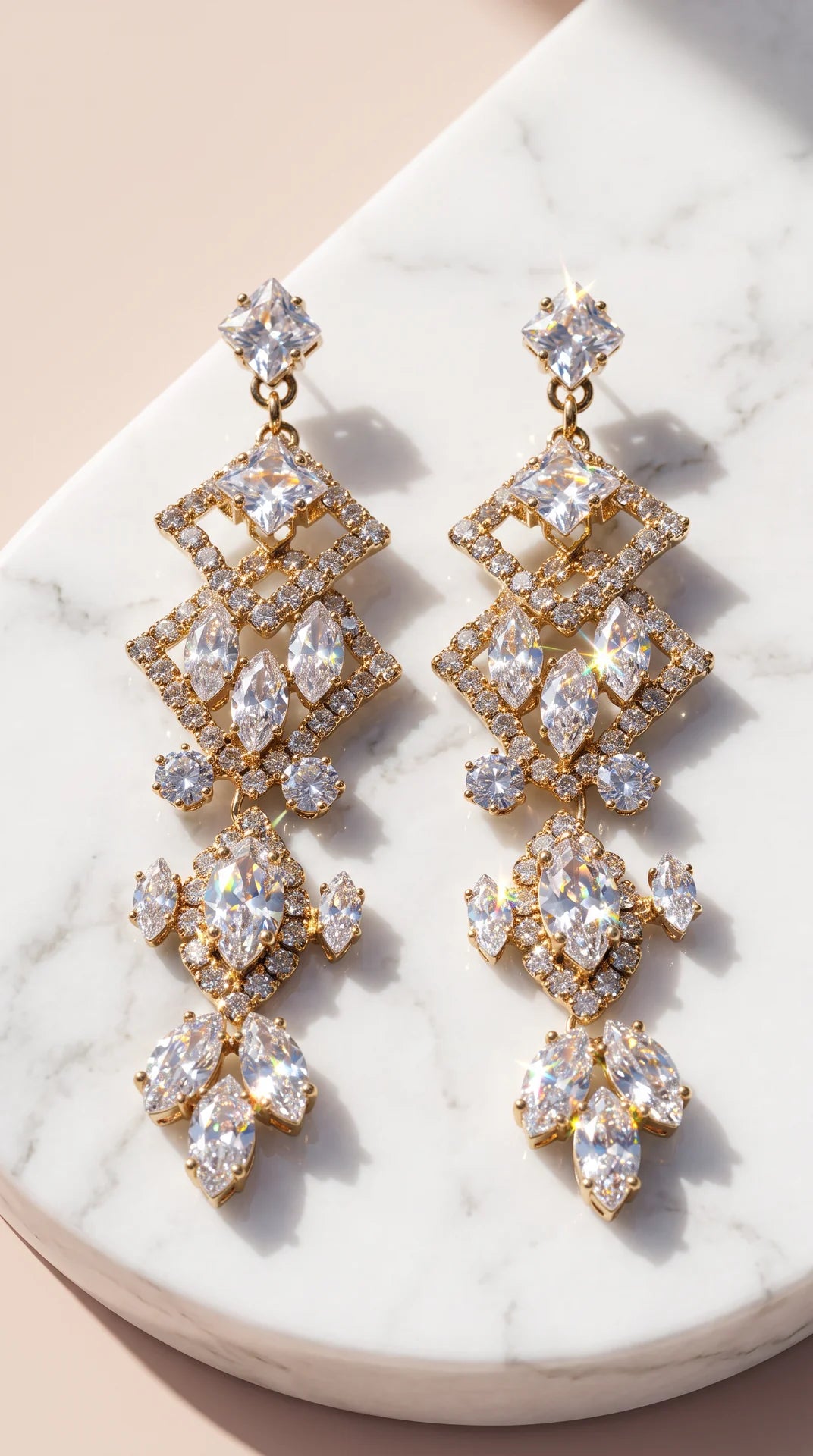 Layered Crystal Drop & Dangle Statement Earrings