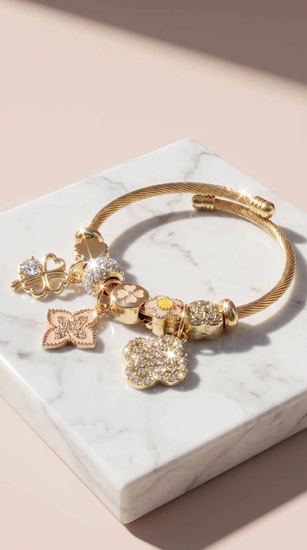 Clover Crystal Charm Beaded Bracelet
