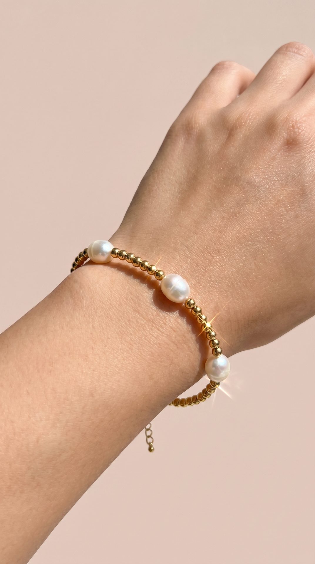 Fresh Water Pearl Gold Plated Beaded Bracelet