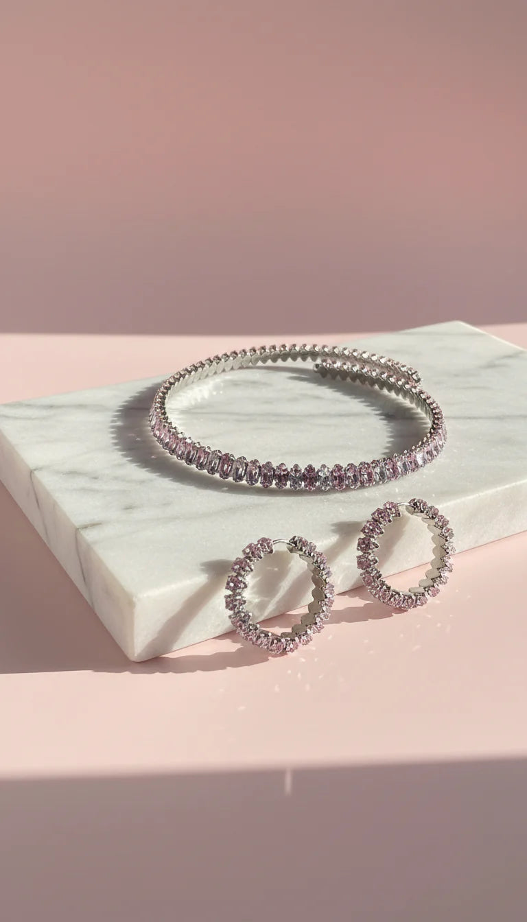 Marquise Crystal Choker, Bracelet & Earrings Set