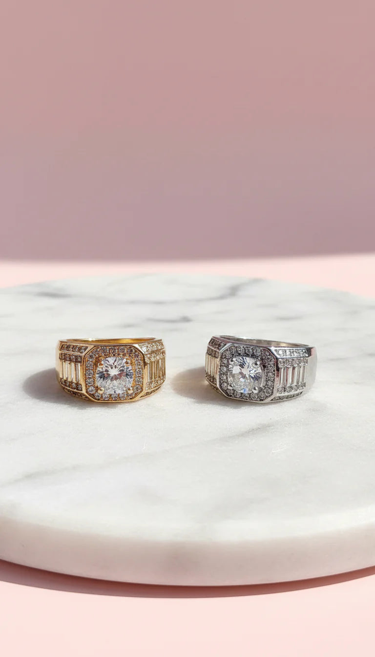 Men's Layered Band Crystal Box Set of 12 Rings