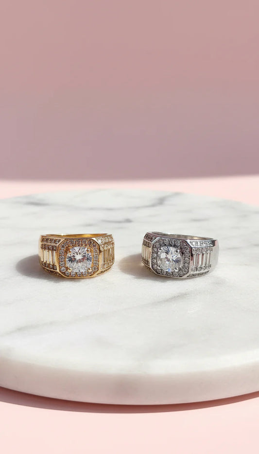 Men's Layered Band Crystal Box Set of 12 Rings