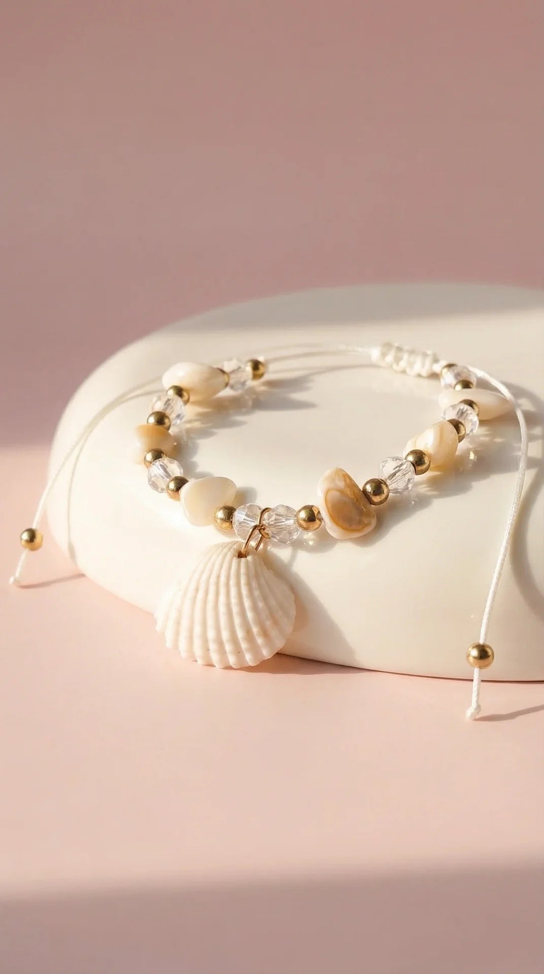 Beach Shell Beaded Pull Tie Anklet