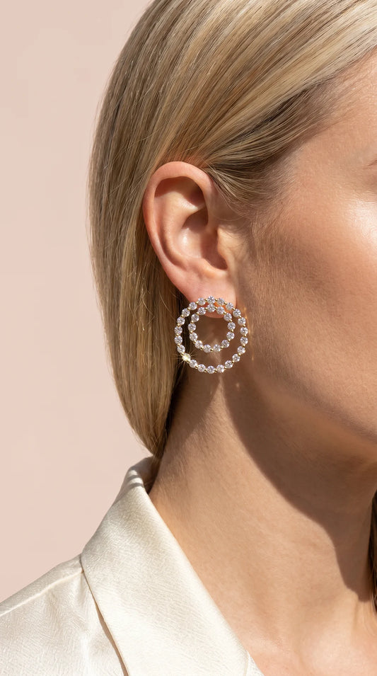 Layered Circle Crystal Drop & Dangle Earrings