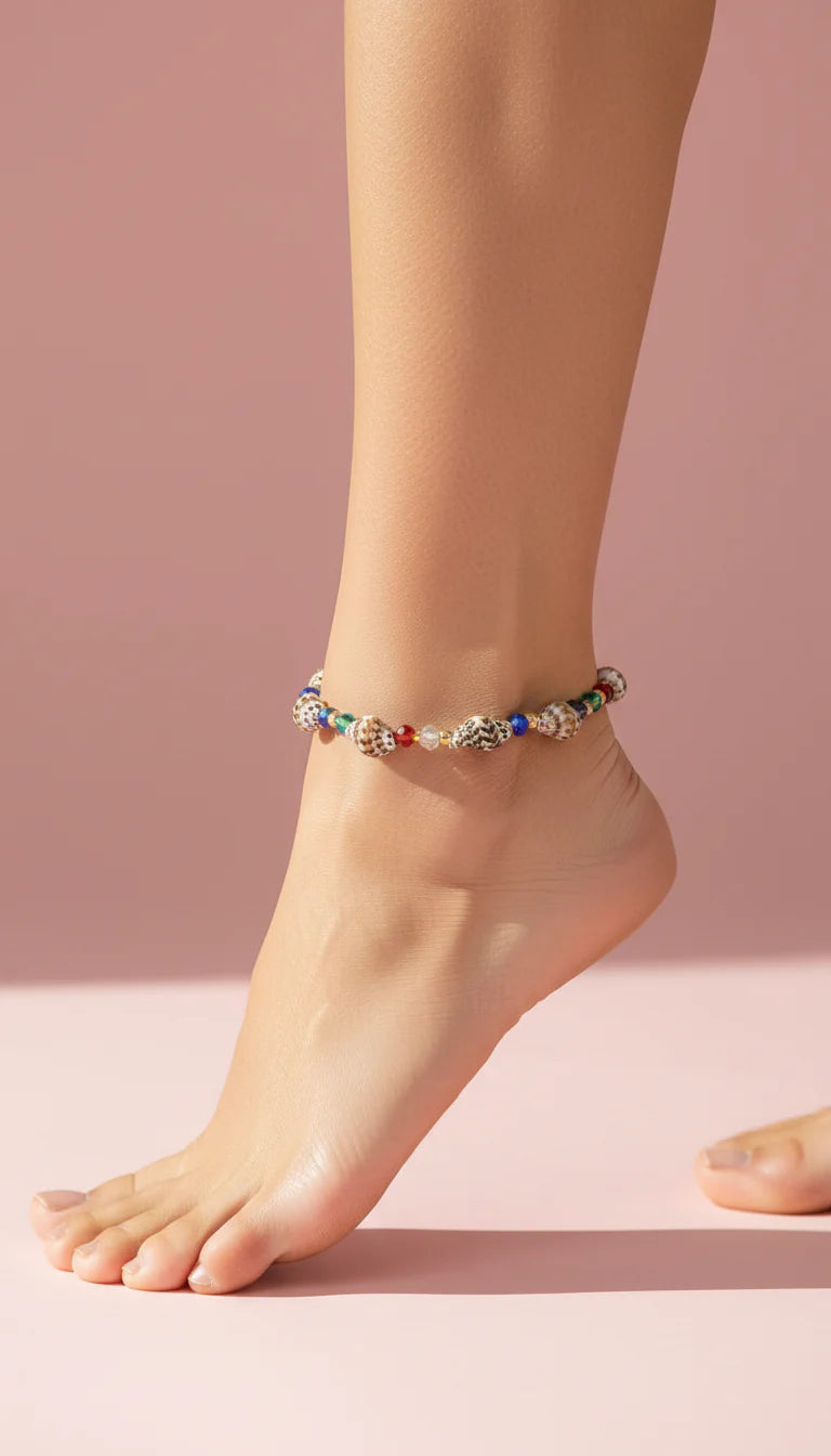 Shell Beaded Pull Tie Anklet