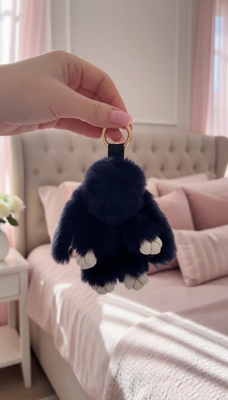 Mini Plush Fluffy Bunny Rabbit Key Ring & Bag Charm