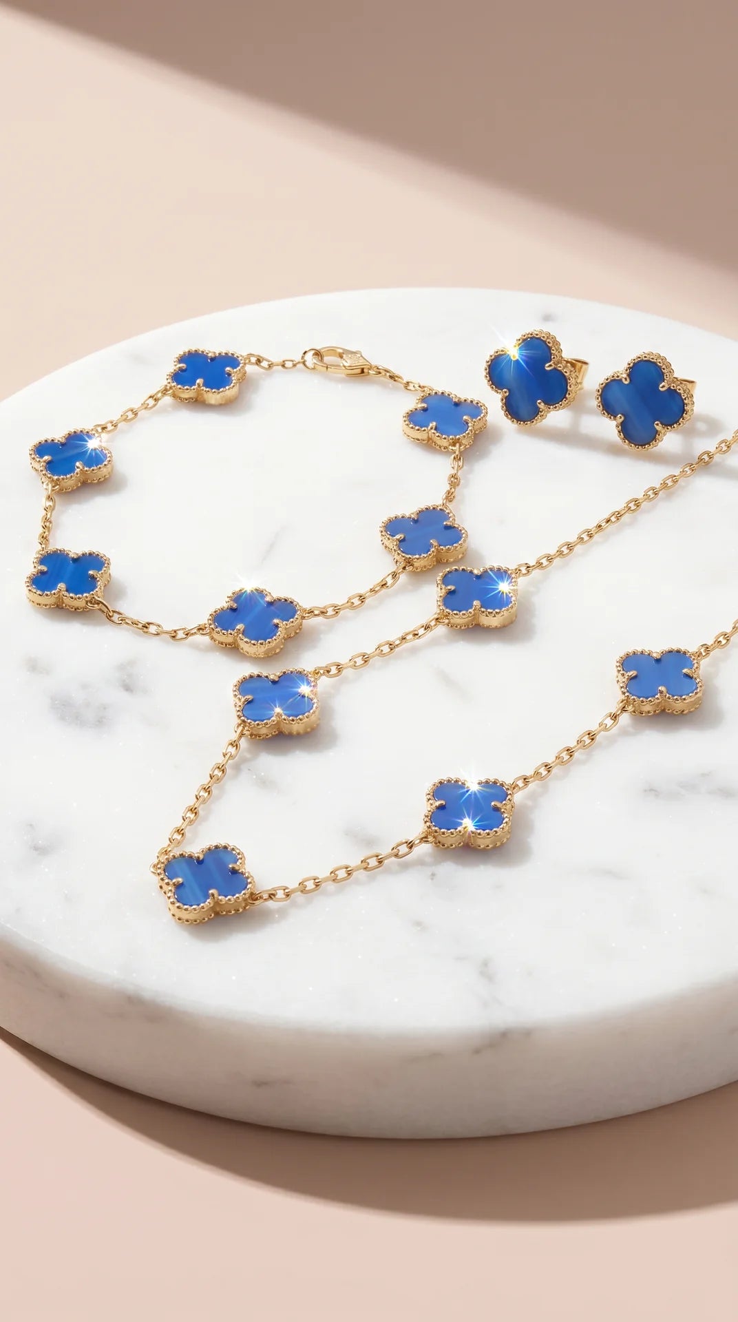 Clover Necklace, Bracelet & Earrings Stainless Steel Set