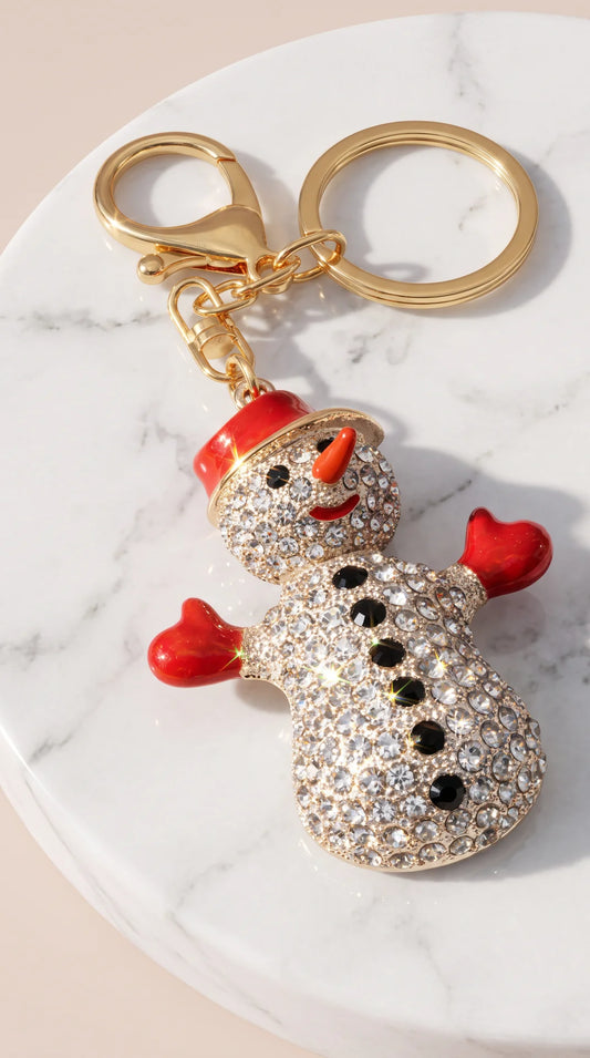 Snow Man Christmas Festive Key Ring Bag Charm