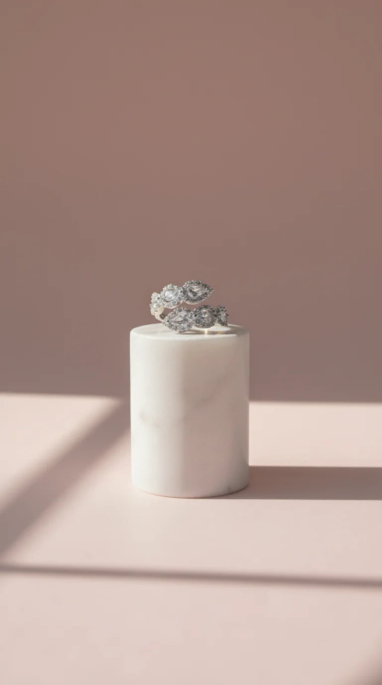 14k Gold Plated Free Size Crystal Stacking Rings Box set of 12