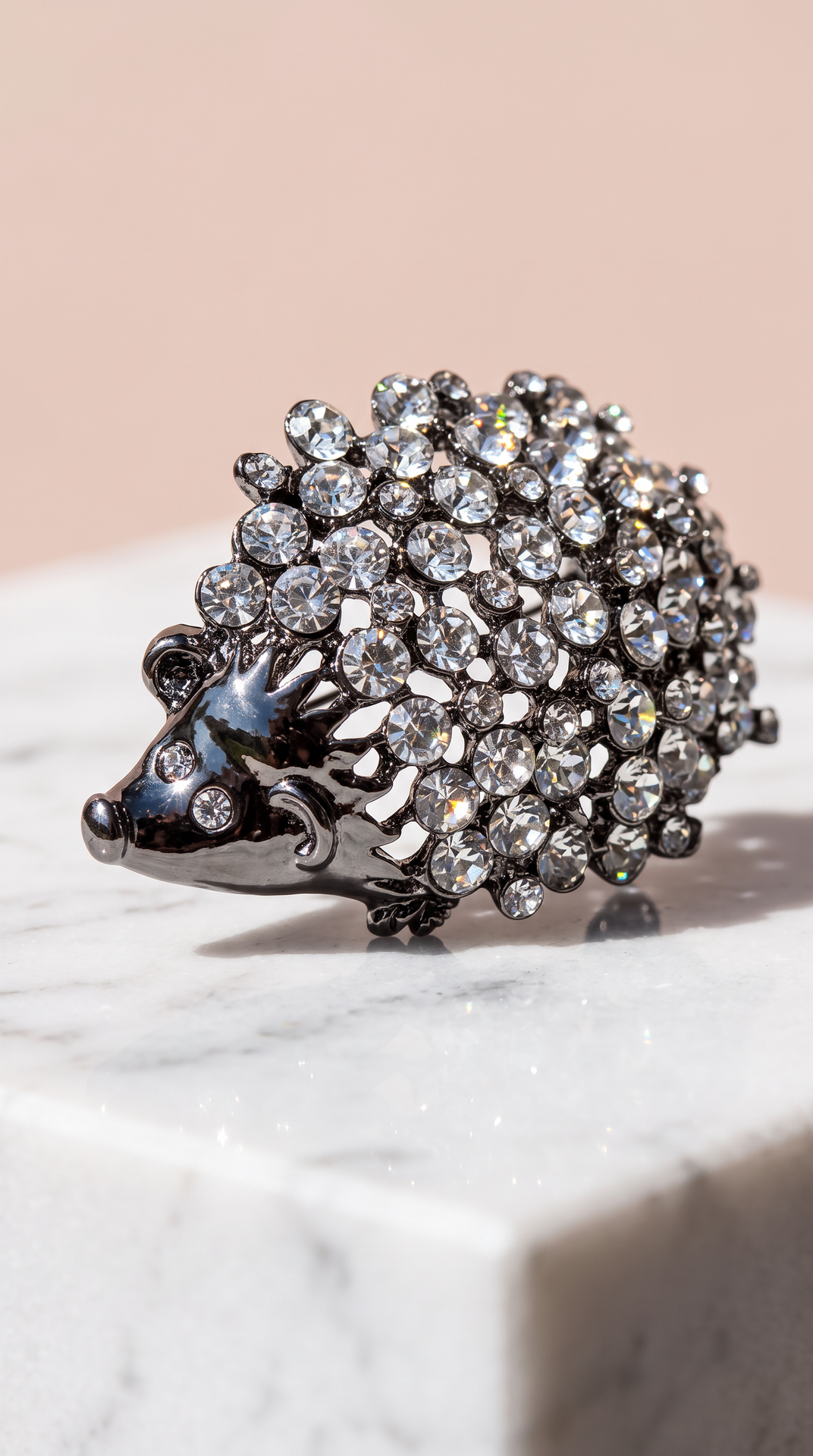 Hedgehog Crystal Brooch Pin