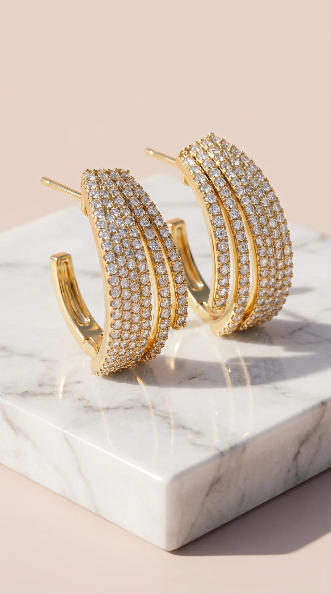 Layered Huggie Crystal Earrings