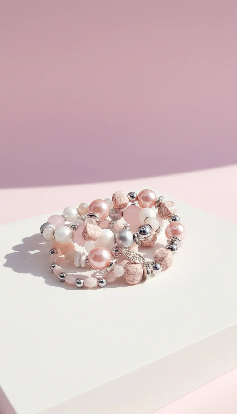 Mini Tree Of Life Double Charm Ceramic Beaded Bracelet Set