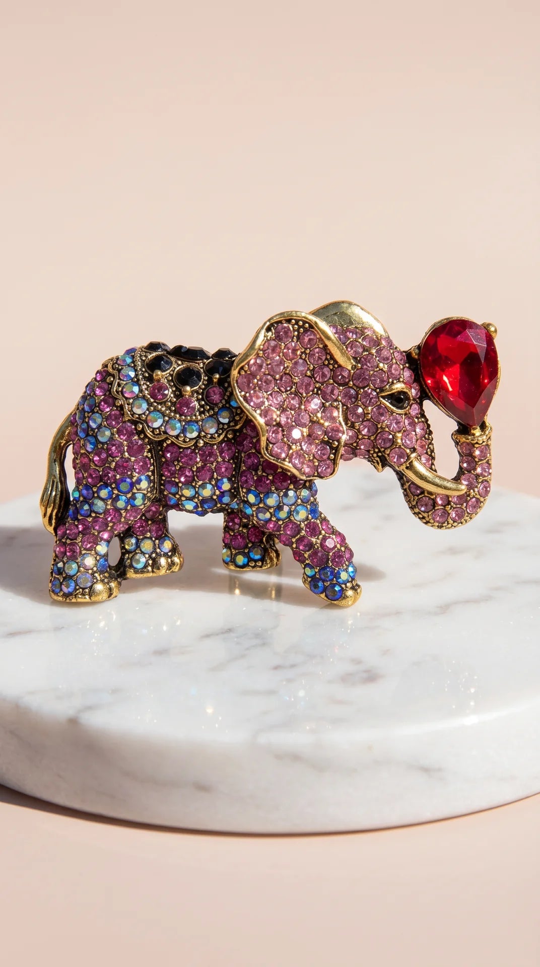 Crystal Multicolor Elephant Statement Brooch Pin