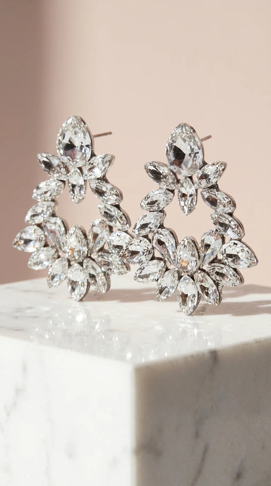 Statement Crystal Cut Out Stud Earrings