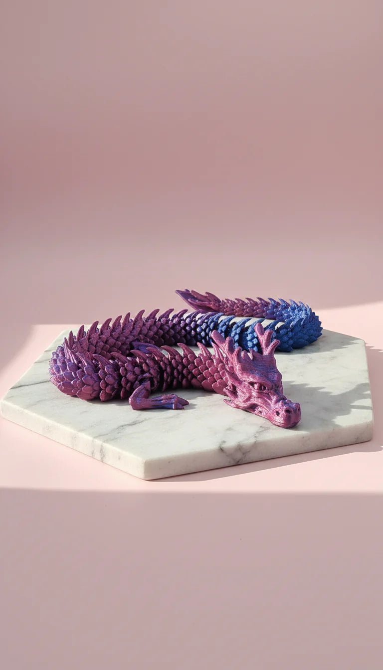3D Printed Articulated Fantasy Dragon Figurine: Bioplastic Large