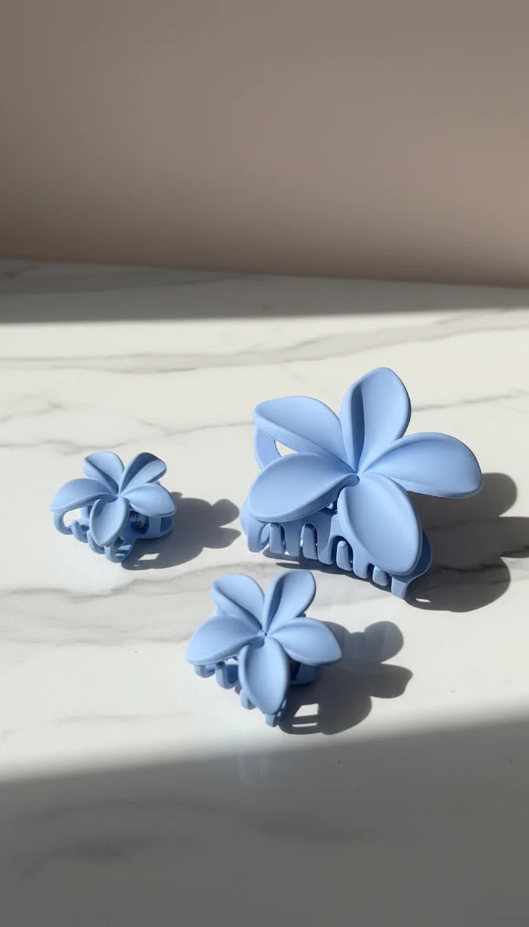 Metallic Hawaiian Flower Hair Clamps Pack of 12