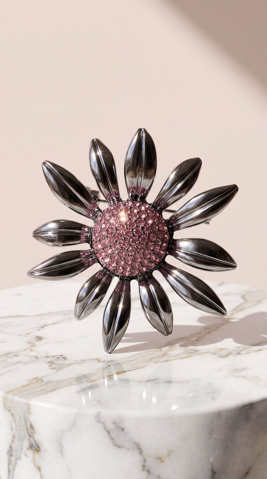 Sunflower Crystal Brooch Pin