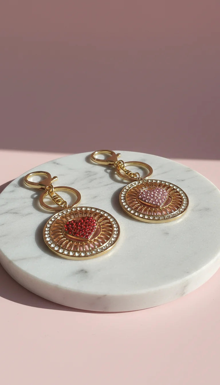 Circular Heart Crystal Key Ring & Bag Charm