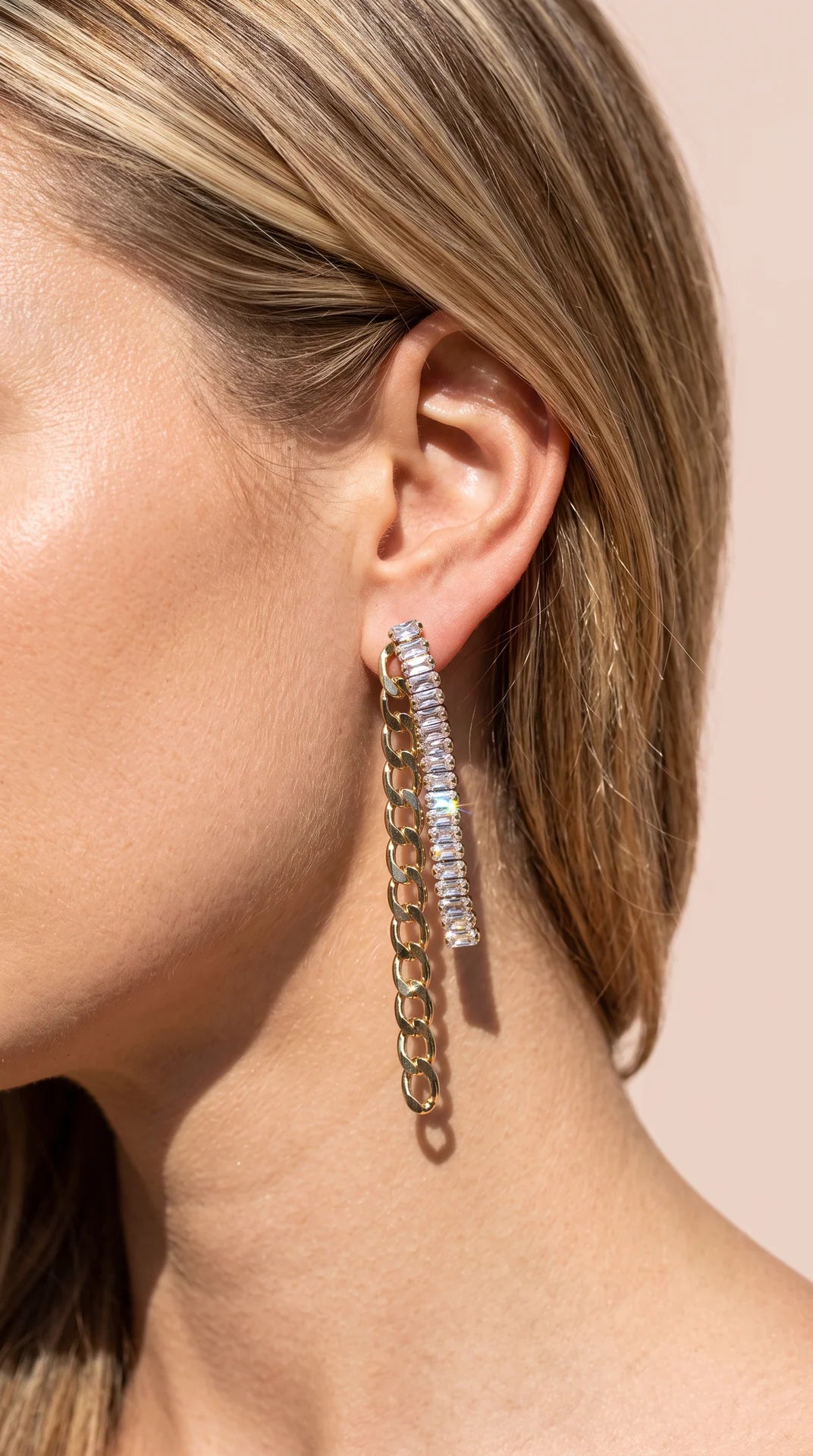 Chain and Crystal Bar Drop & Dangle Earrings