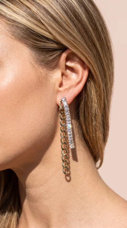 Chain and Crystal Bar Drop & Dangle Earrings