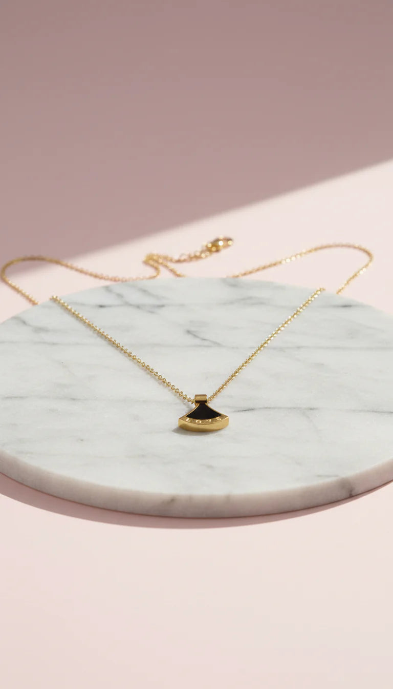 Black LOVE Stainless Steel Gold Plated Pendant Necklace