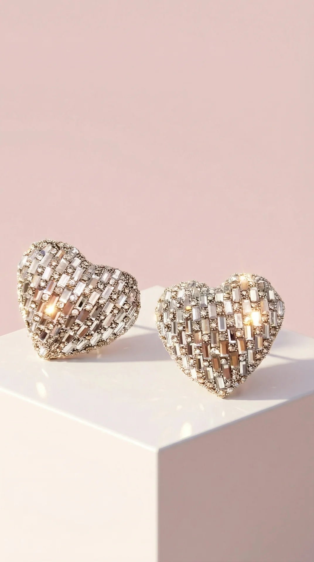 Elixir Collection Maxi Curved Heart Crystal Stud Earrings