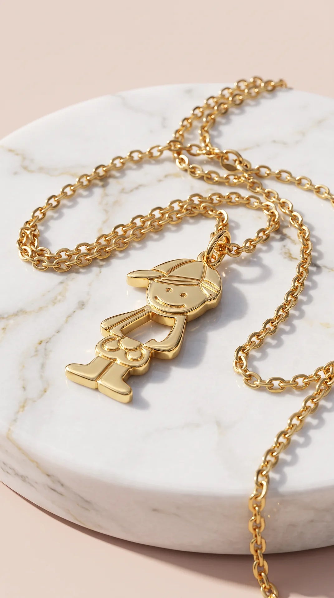 The "Forever Close" Motherhood Silhouette Gold Plated Little Boy Necklace
