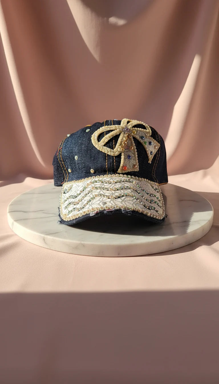 Denim Jewelled Baseball Cap