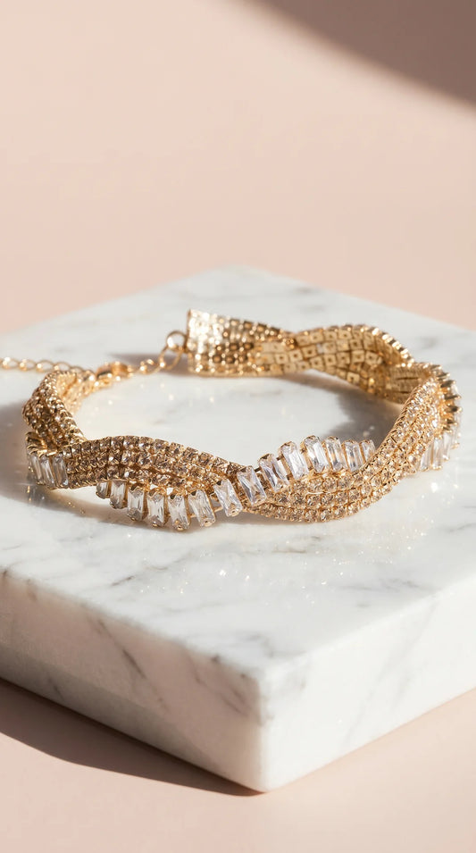 Twisted Baguette Cut Crystal Bracelet