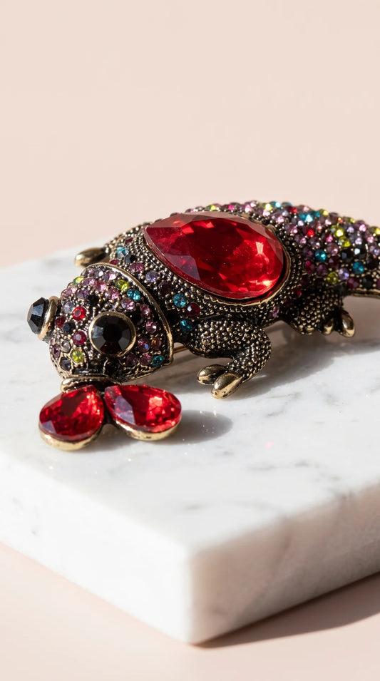 Chameleon Crystal Statement Brooch Pin
