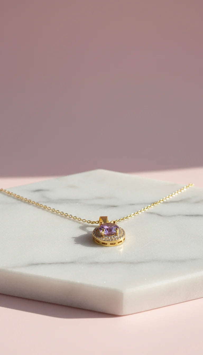 Pink Crystal Pendant Necklace